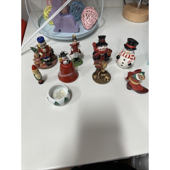 Vtg‎ Christmas Lot Ornaments, Salt And Pepper Candle Holder Bell - Picture 1 of 10